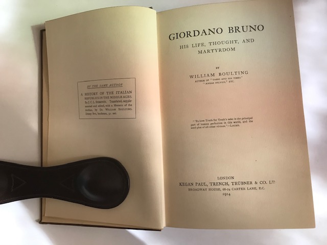 Giordano Bruno His Life, Thought, and Martyrdom by Boulting, William: Good  Hardcover (1914) | BookEnds Bookstore  Curiosities