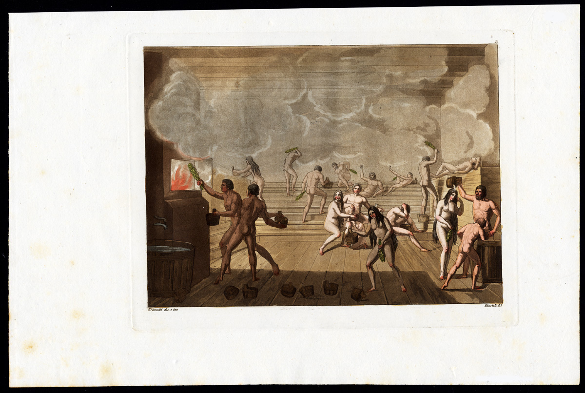 Antique Print-SAUNA-STEAM BATH-RUSSIA-Biasioli-Ferrario-1827 [ ]
