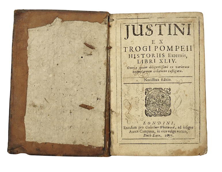 Justini ex Trogi Pompeii historiis externis, libri XLIV. Omnia quàm diligentissimè ex variorum exemplarium collatione castigata. Novissima editio. - JUSTINUS, Marcus Junianus.