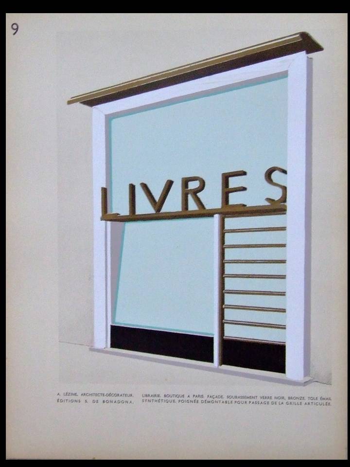 FRENCH ART DECO, BOOKSHOP IN PARIS - 1930 POCHOIR - LEZINE, LIBRAIRIE A PARIS [Bon]