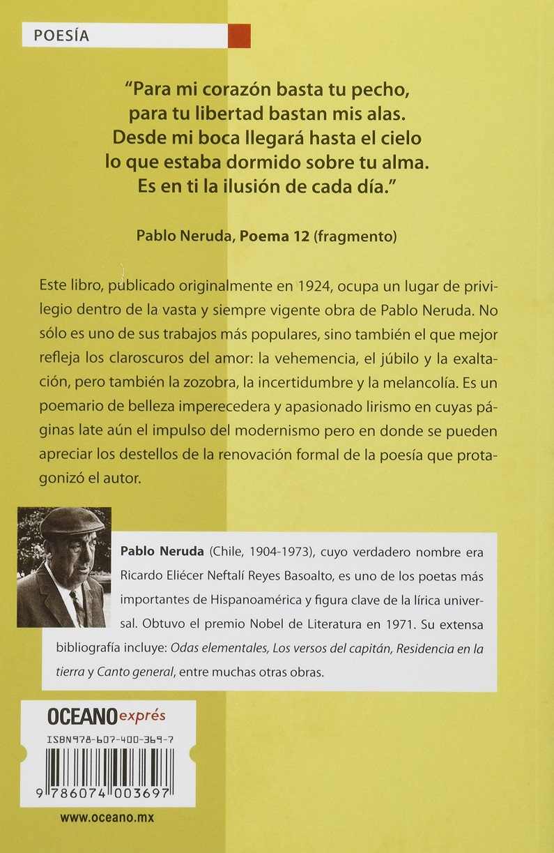 20 Poemas De Amor Y Una Cancion Desesperada Spanish Edition By Pablo Neruda Bien Encuadernacion De Tapa Blanda 2010 1Âª Edicion Von Kickblanc