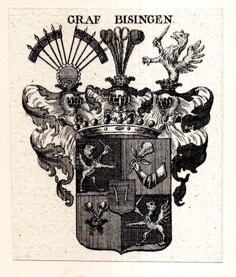 Graf Bisingen. Kupferstich-Wappen. by Wappen - von Bissing:: (1820) Art ...