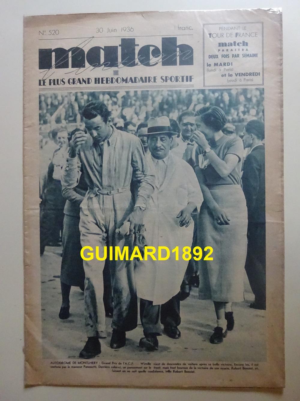 Match Intran n°520 30 juin 1936 [Assez bon] [Couverture souple]