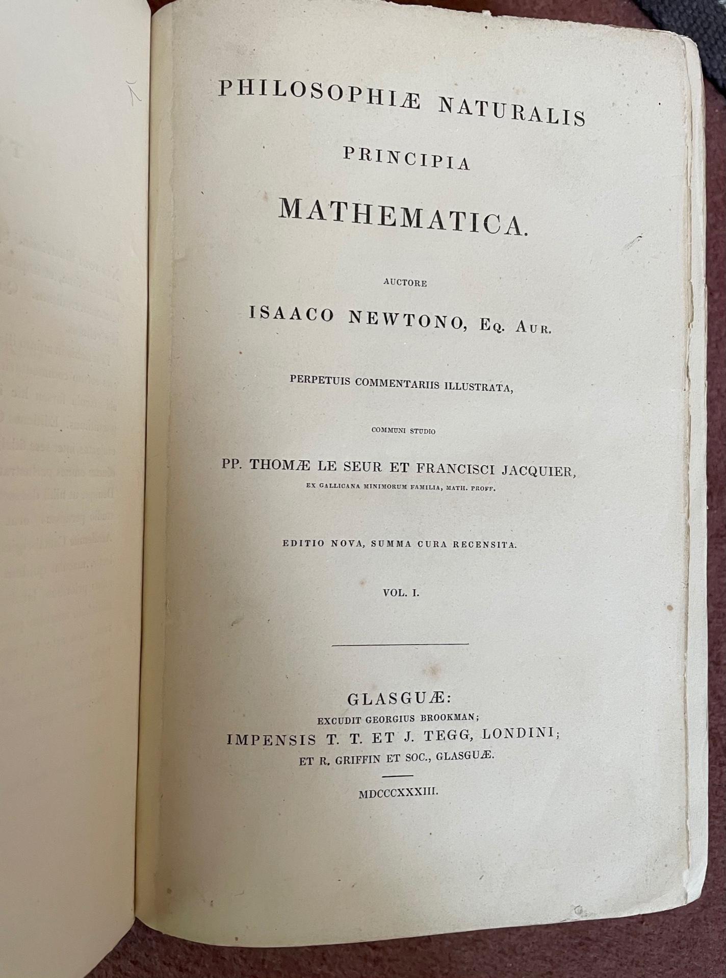 PHILOSOPHIAE NATURALIS PRINCIPIA MATHEMATICA by NEWTON, Isaac (Isaco ...