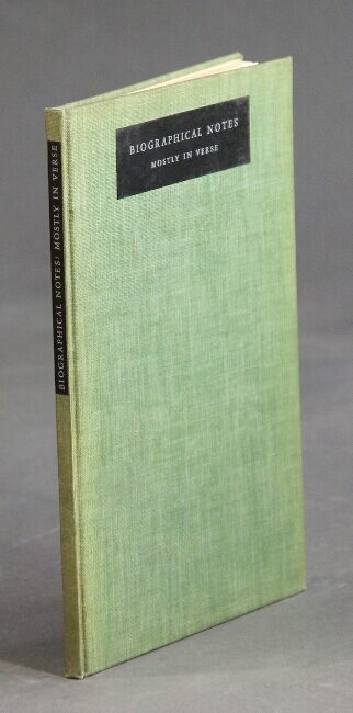 Biographical notes mostly in verse read at the opening of the exhibition of portraits and memorabilia of authors, journalists and bookmen, Centurions