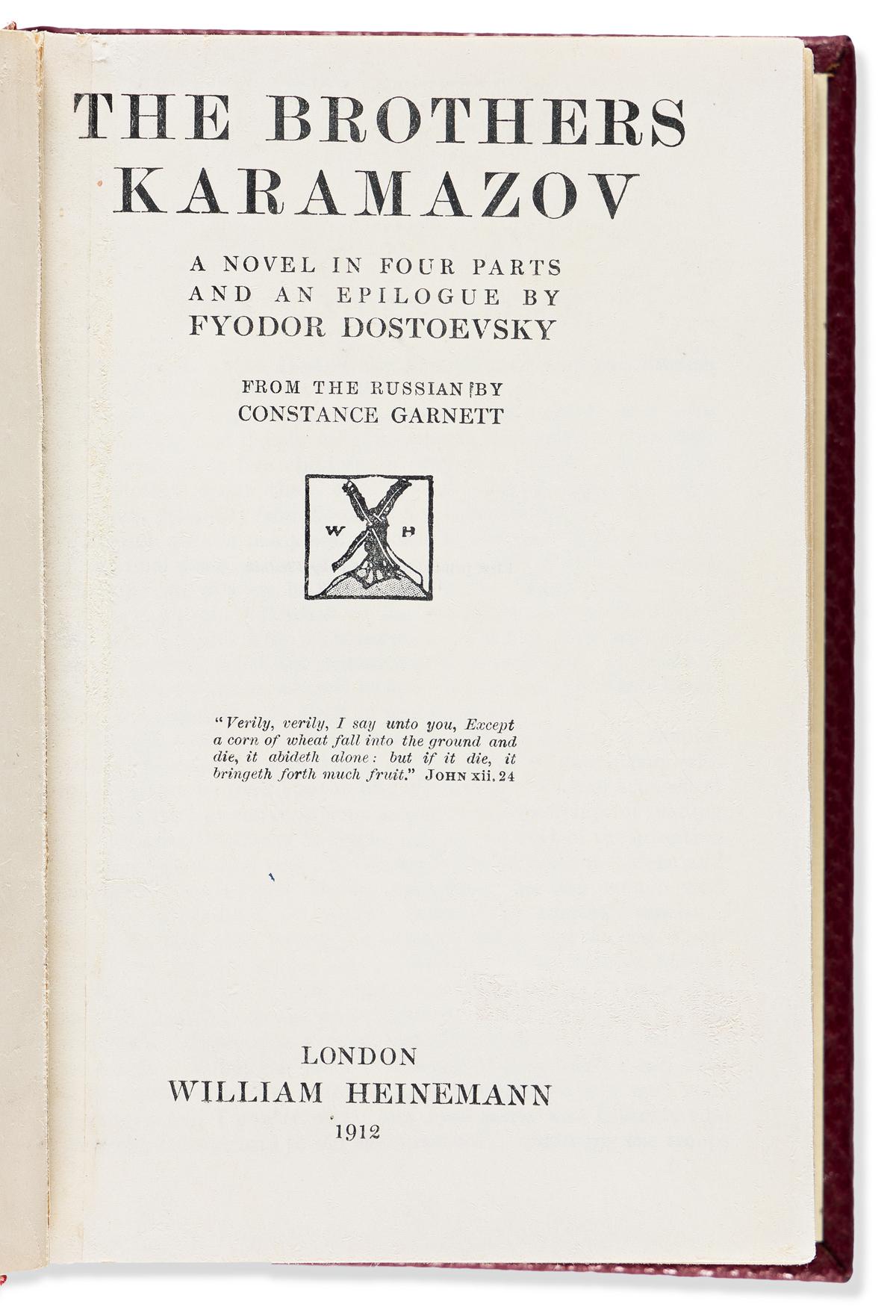 The Brothers Karamazov by Fyodor Dostoevsky Very Good Hardcover (1912
