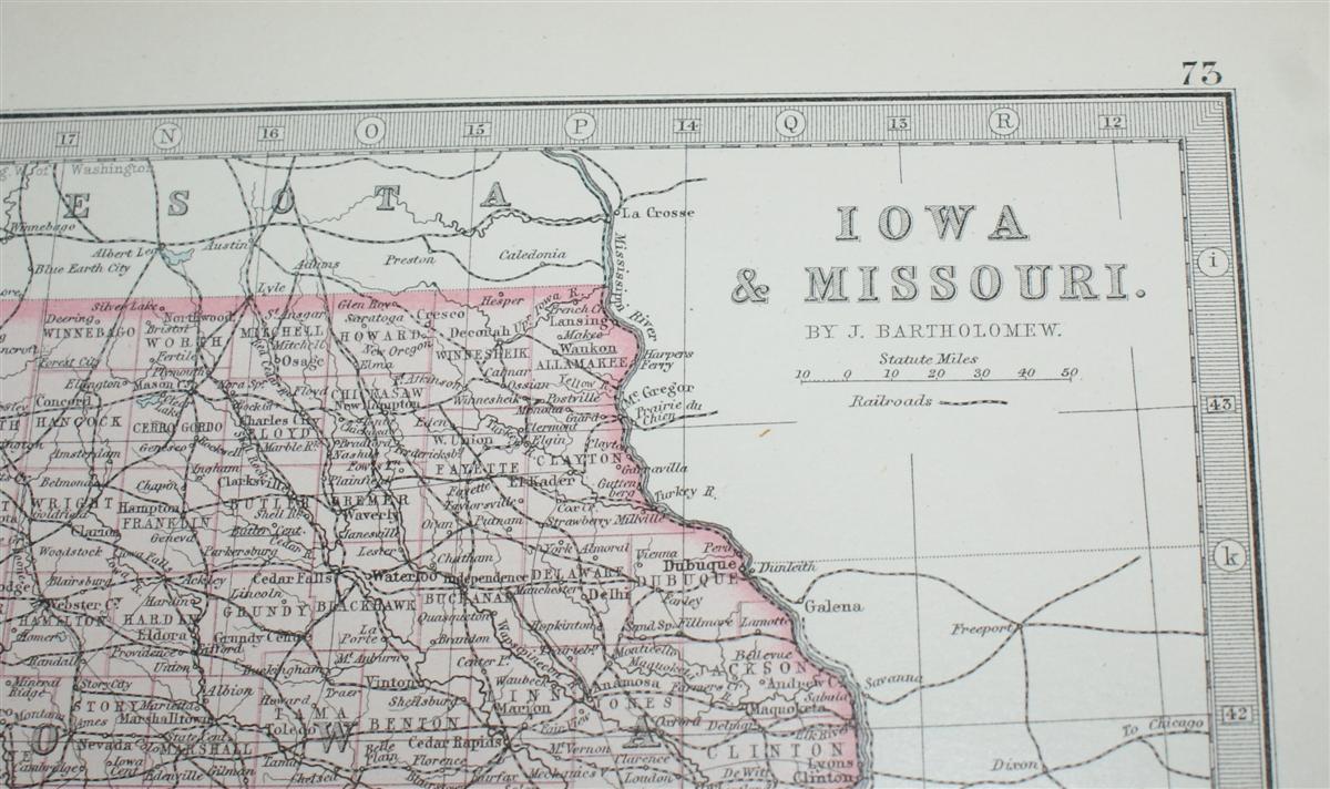 Map of Kansas, Nebraska, Colorado, Dakota, Wyoming, Iowa and Missouri