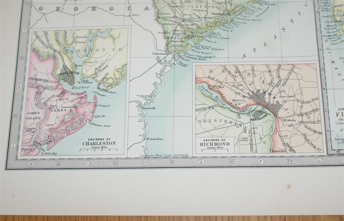 Map of Virginia, West Virginia, North Carolina, South Carolina and the