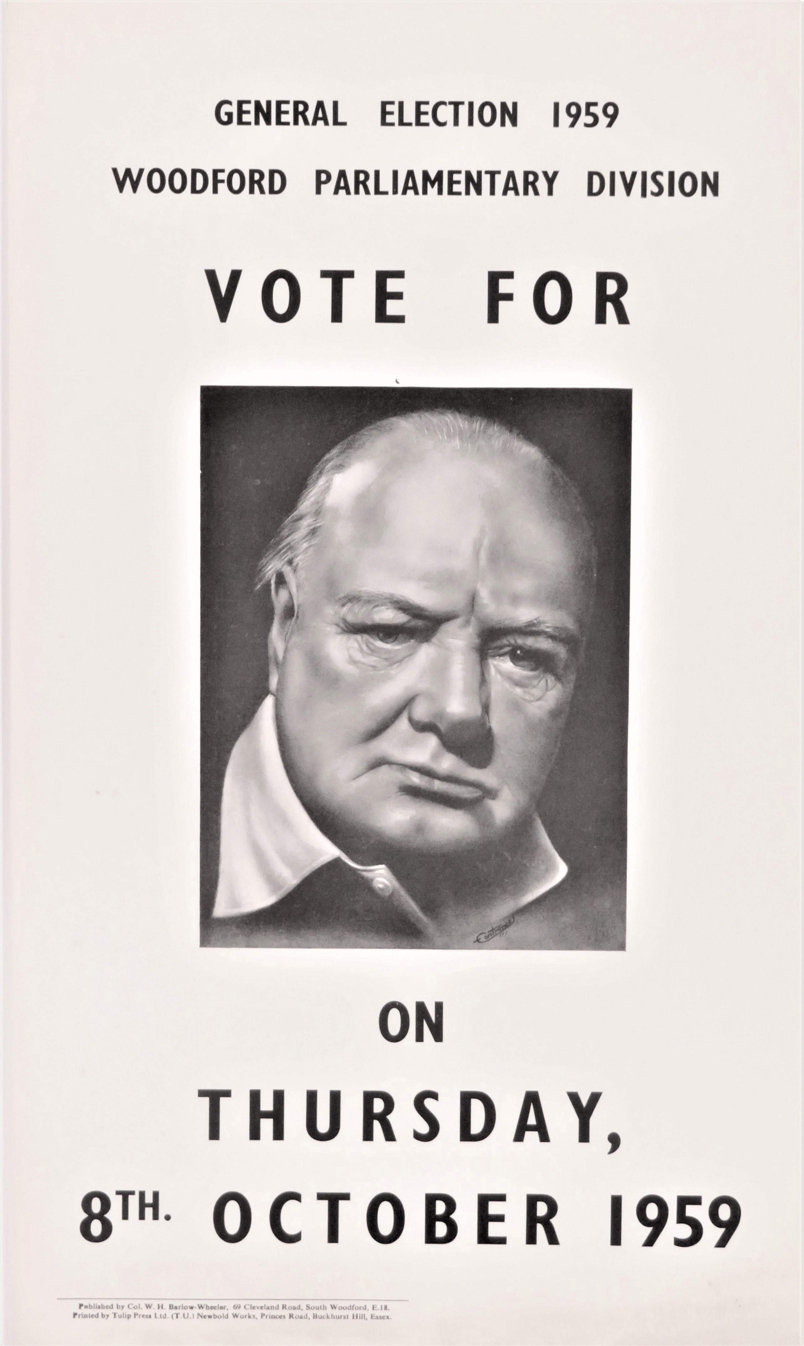 An original 1959 campaign poster from Winston S. Churchill's Woodford
