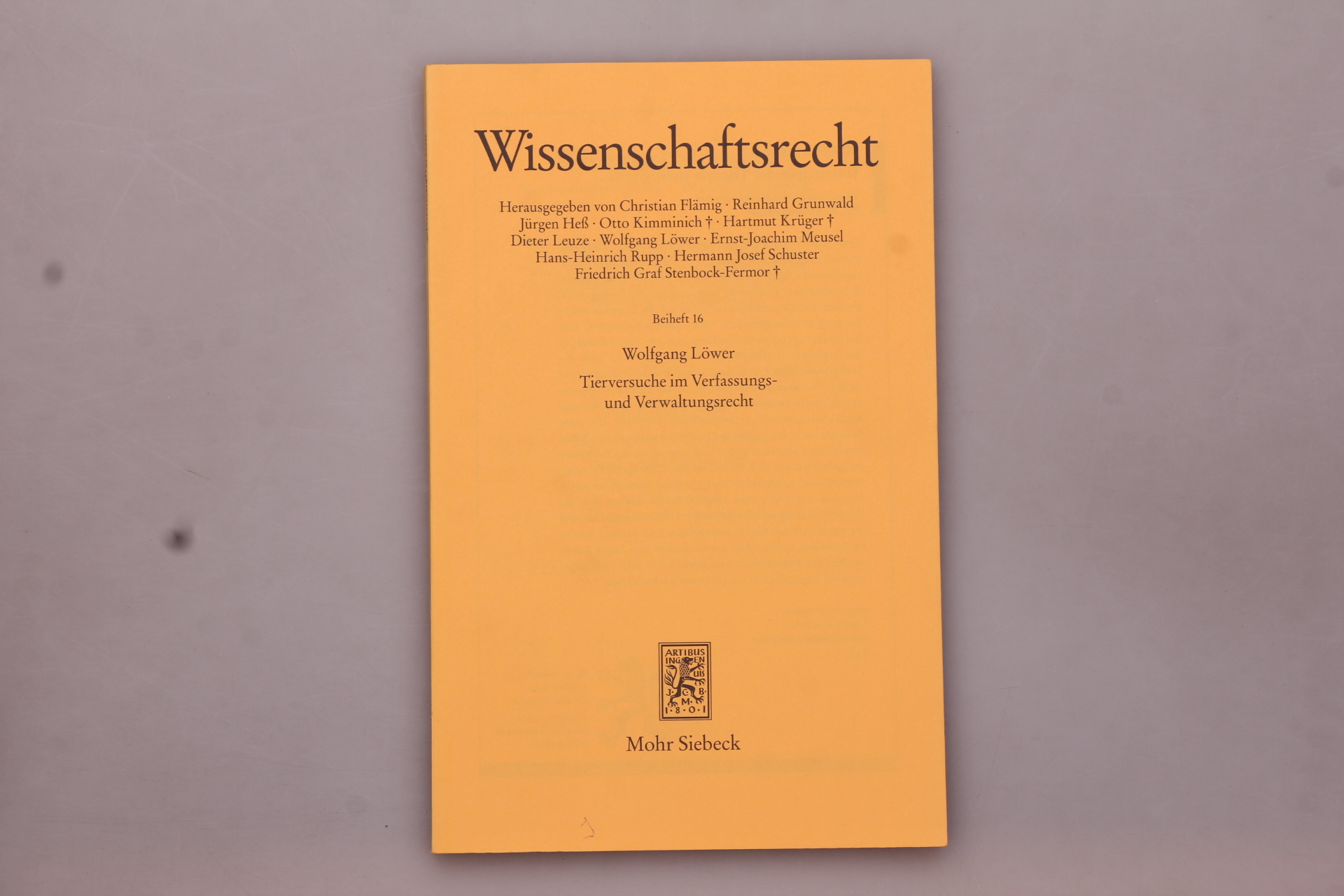 TIERVERSUCHE IM VERFASSUNGS- UND VERWALTUNGSRECHT. Zugleich ein Beitrag zum bremischen Staatsrecht - Löwer, Wolfgang