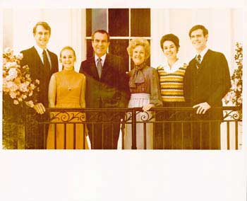 Original official White House photograph of First Family: President Richard Nixon, First Lady Pat Nixon, daughters Patricia and Julie Nixon, and sons