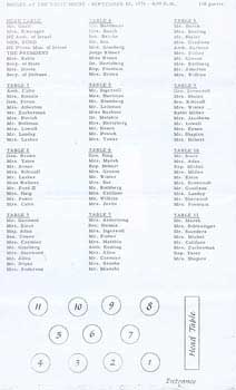 Dinner at the White House - September 12, 1974: (Original official White House document with guest list and seating plan for 118 guests including inc