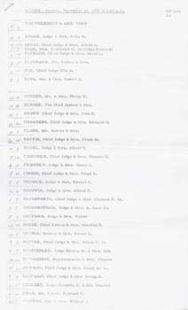 Dinner - Monday, November 24, 1975, The White House: (Original official White House guest list.) President Gerald Ford; White House. [Satisfaisant]