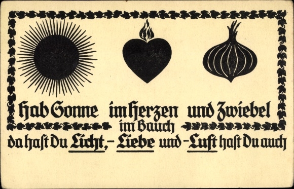 Scherenschnitt Ansichtskarte / Postkarte Hab Sonne im Herzen und