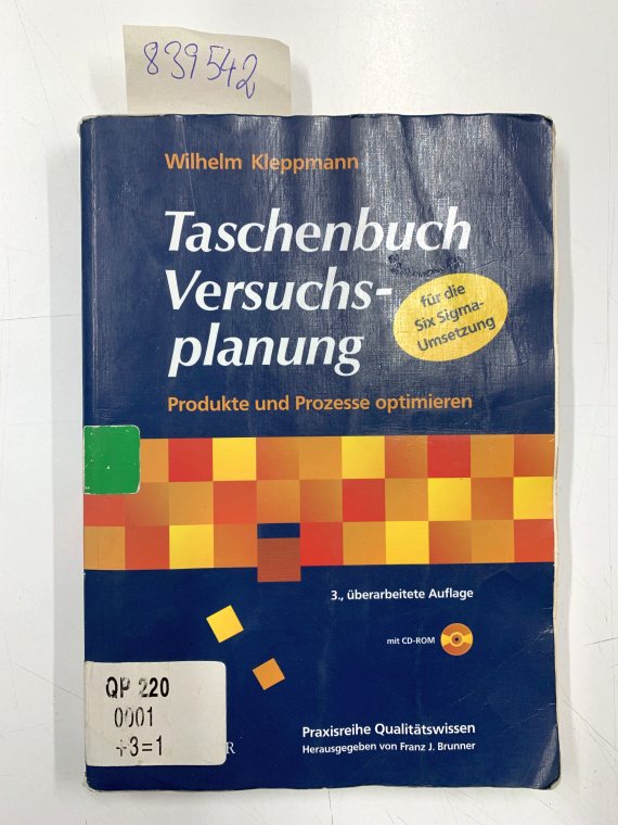 Taschenbuch Versuchsplanung: Produkte und Prozesse optimieren (mit CD-ROM) - Kleppmann, Wilhelm