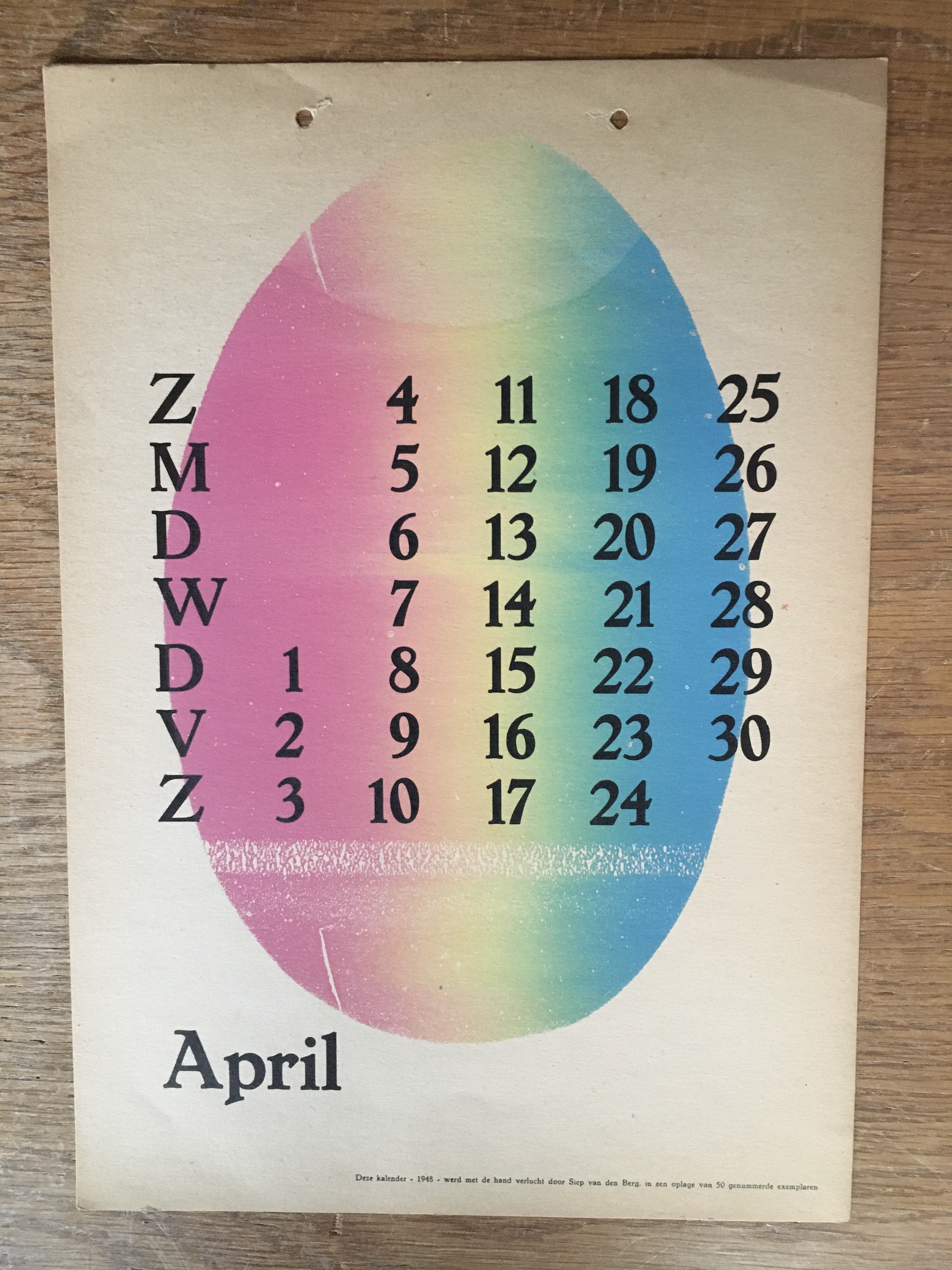 Winderig climax Surrey Kalender 1948 - april April by Berg, Siep van den: (1948)  Art&nbsp;/&nbsp;Print&nbsp;/&nbsp;Poster | Antiquariaat Digitalis
