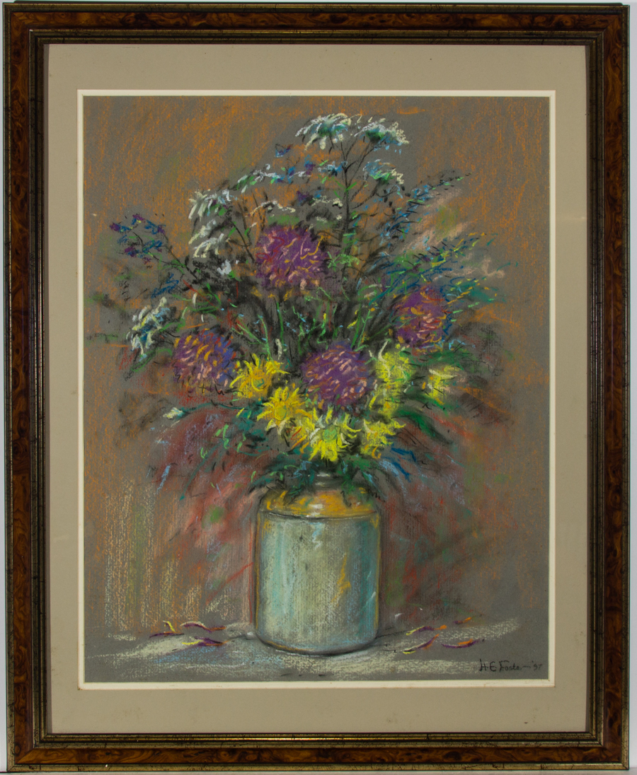 Jar　(1921-2010):　Henry　by　E.　of　Artnbsp;/nbsp;Printnbsp;/nbsp;Poster　Foster　in　(1997)　E.　Ginger　Henry　Art　(1921-2010)　Pastel,　by　Author(s)　1997　Fine　Bouquet　a　Flowers　Foster　Signed　Sulis