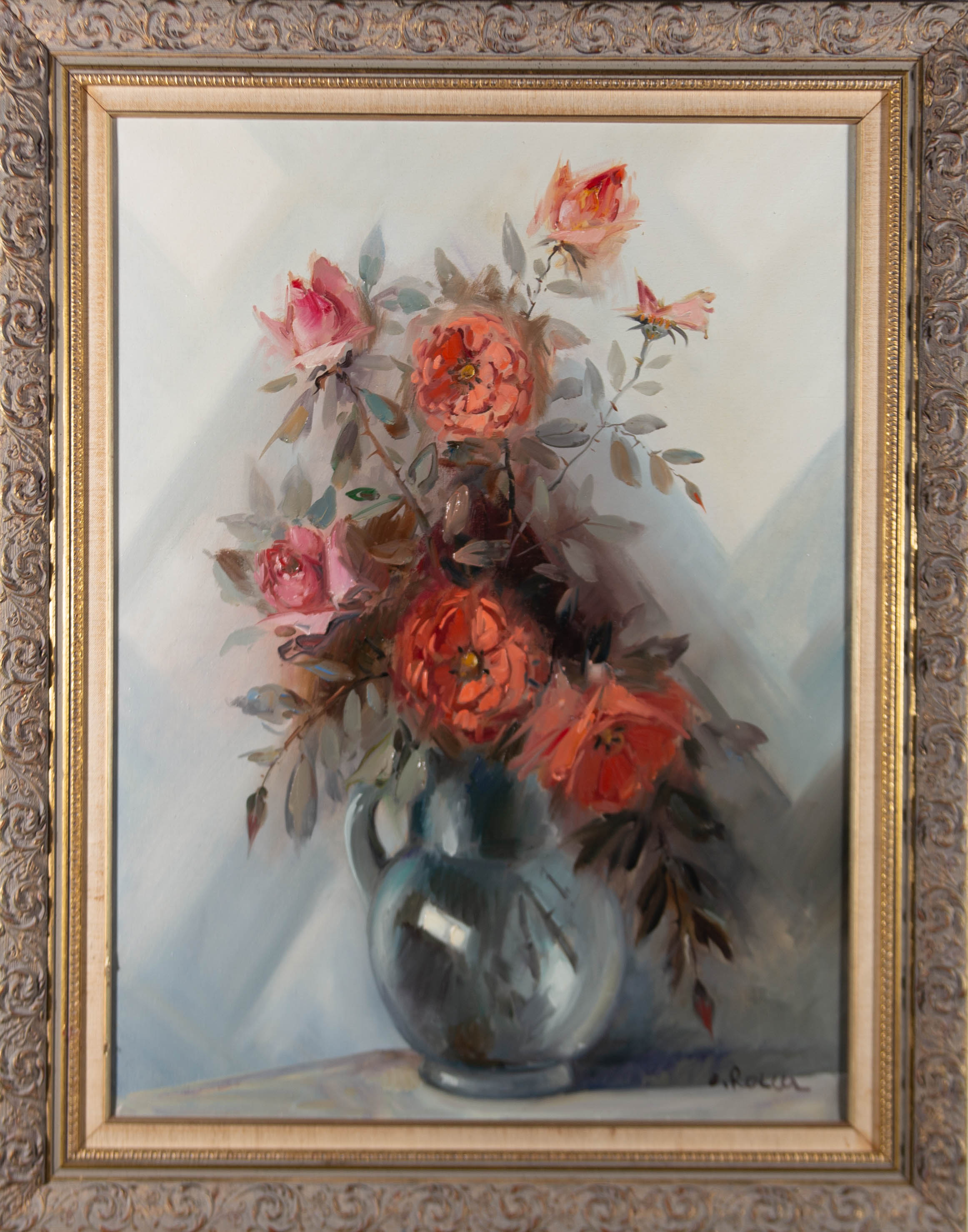 Contemporary Oil - Coral Roses: Signed by Author(s) Art / Print ...
