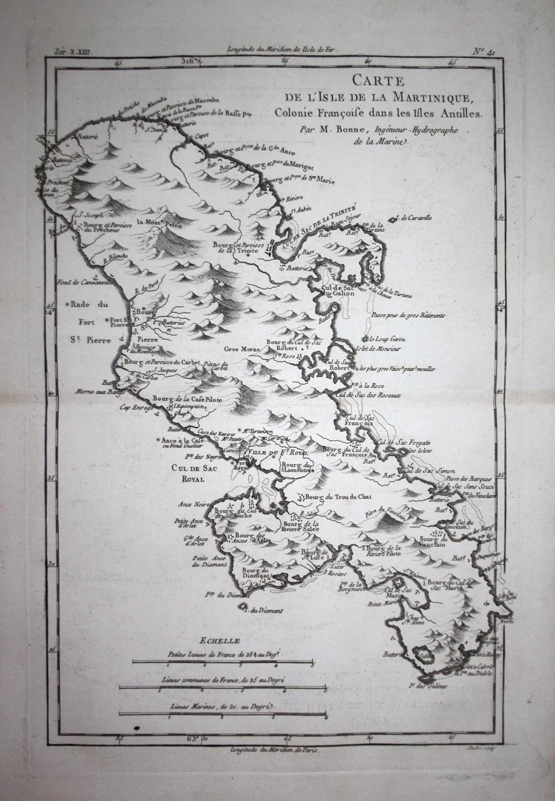 Carte De L Isle De La Martinique Martinique Antilles Karibik Caribbean Kupferstich Karte Map Engraving Von Bonne Rigobert 1780 Karte Antiquariat Steffen Volkel Gmbh