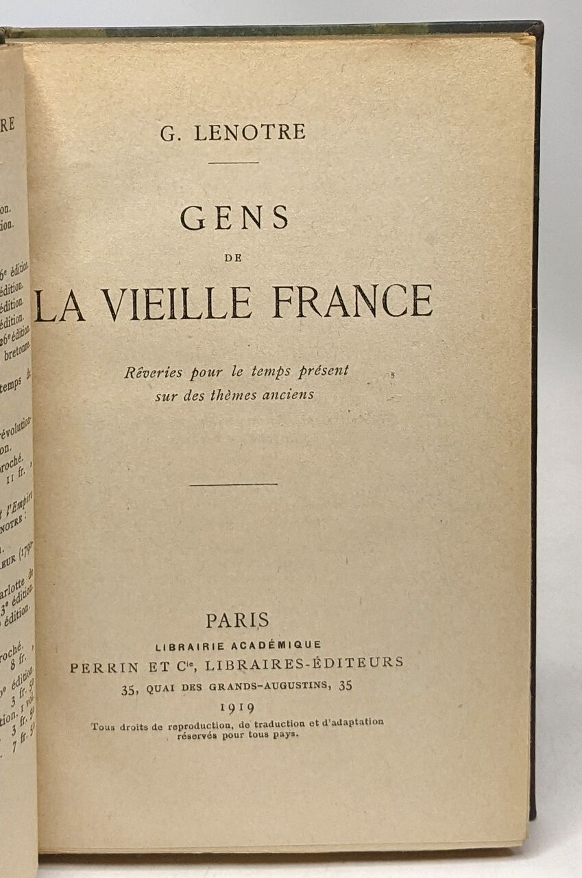 Gens de la vieille France rêveries pour le temps présent sur des thèmes