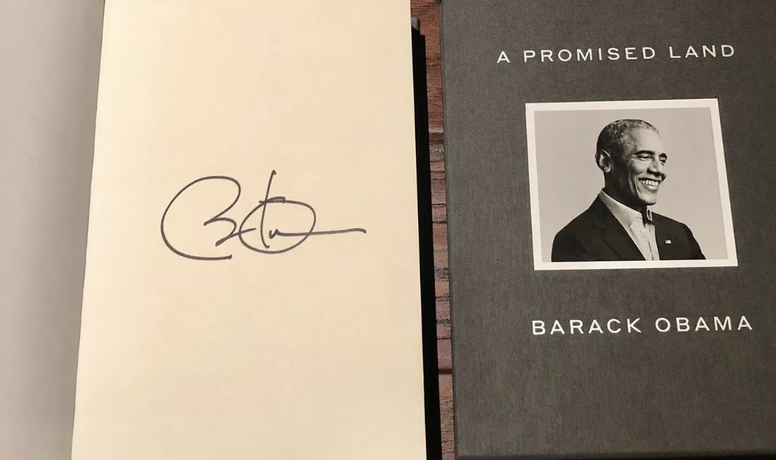 President Barack Obama Signed A PROMISED LAND Sealed Deluxe Edition Book In Hand 