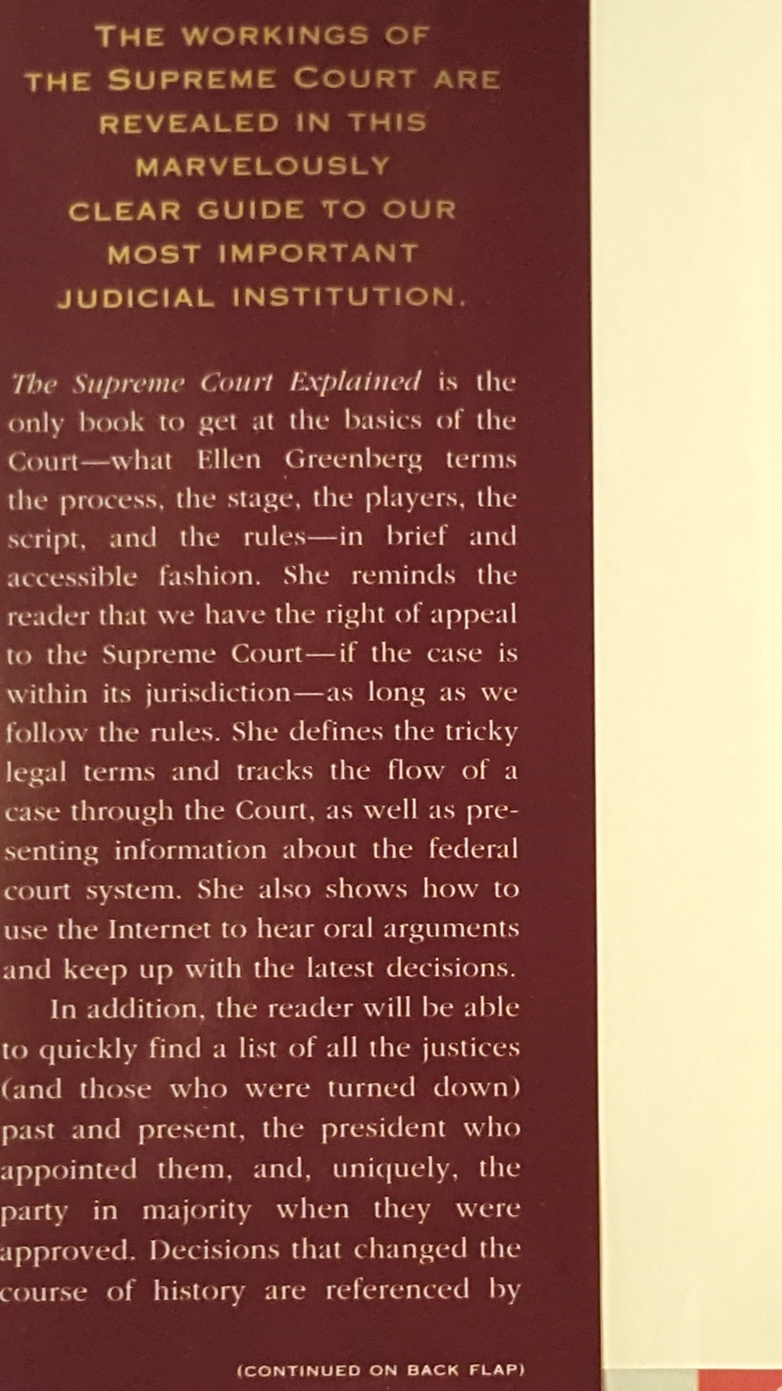 The Supreme Court Explained By Ellen Greenberg As New Hardcover 1997 The Supreme Court Explained By Ellen Greenberg As New Hardcover 1997