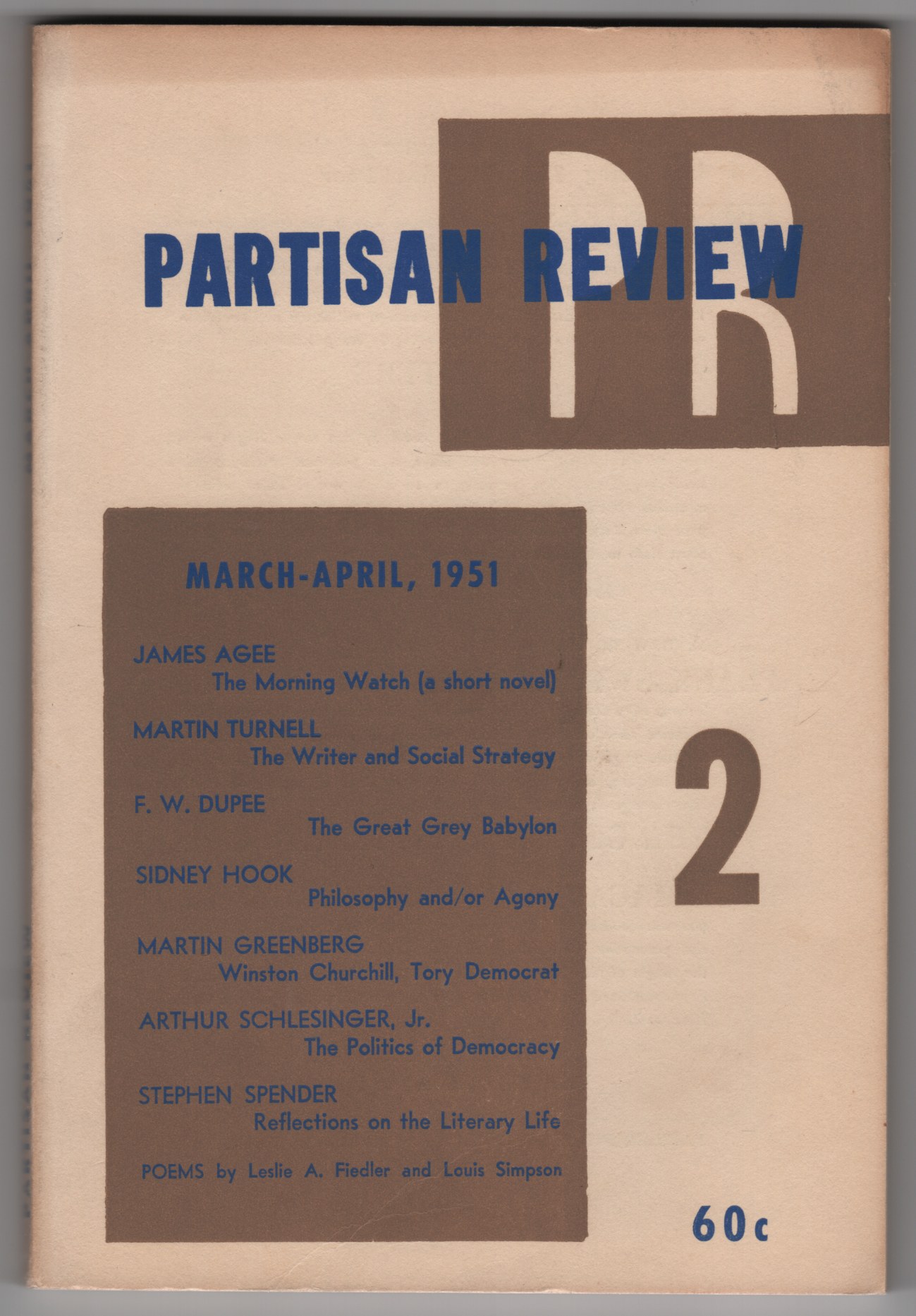 Partisan Review, Volume 18, Number 2 (XVIII; March - April 1951) - includes The Morning Watch by James Agee Phillips, William, and Philip Rahv (eds.)
