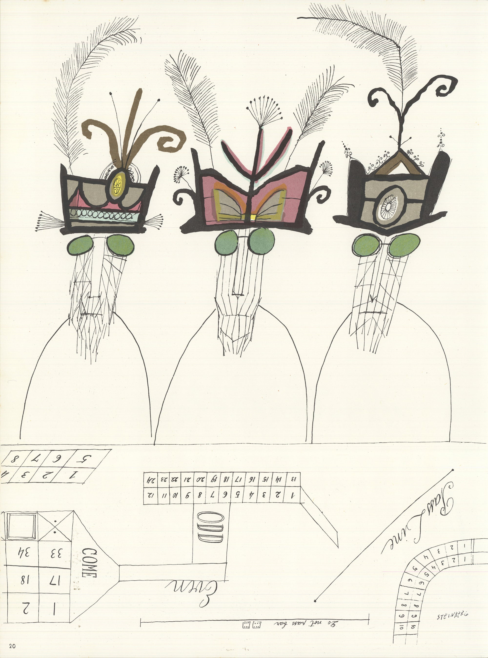 SAUL STEINBERG DLM 53-54 Page 20 15" x 11" Lithograph 1953 Modernism da Steinberg, Saul: (1953) Unsigned Arte&amp;nbsp;/&amp;nbsp;Stampa&amp;nbsp;/&amp;nbsp;Poster | Art Wise