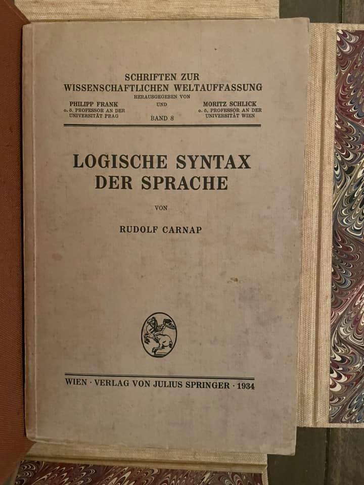 Edition　Syntax　Rare　C.　Rudolf:　der　Logische　Fine　(The　Syntax　by　Books　Soft　Reginald　Sprache　Logical　CARNAP,　(1934)　of　Language)　1st　Near　cover　Williams