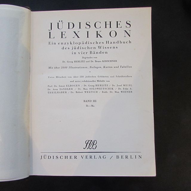 Jüdisches Lexikon - Ein enzyklopädisches Handbuch des jüdischen Wissens in vier Bänden, Band III: Ib - Ma - Herlitz, Georg, Bruno Kirschner Ismar Elbogen u. a.