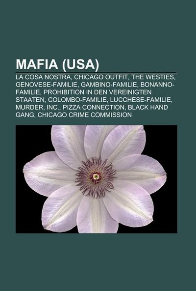 Mafia (Usa) : La Cosa Nostra, Chicago Outfit, The Westies, Genovese-Familie, Gambino-Familie, Bonanno-Familie, Prohibition in den Vereinigten Staaten, Colombo-Familie, Lucchese-Familie, Murder, Inc., Pizza Connection, Black Hand Gang