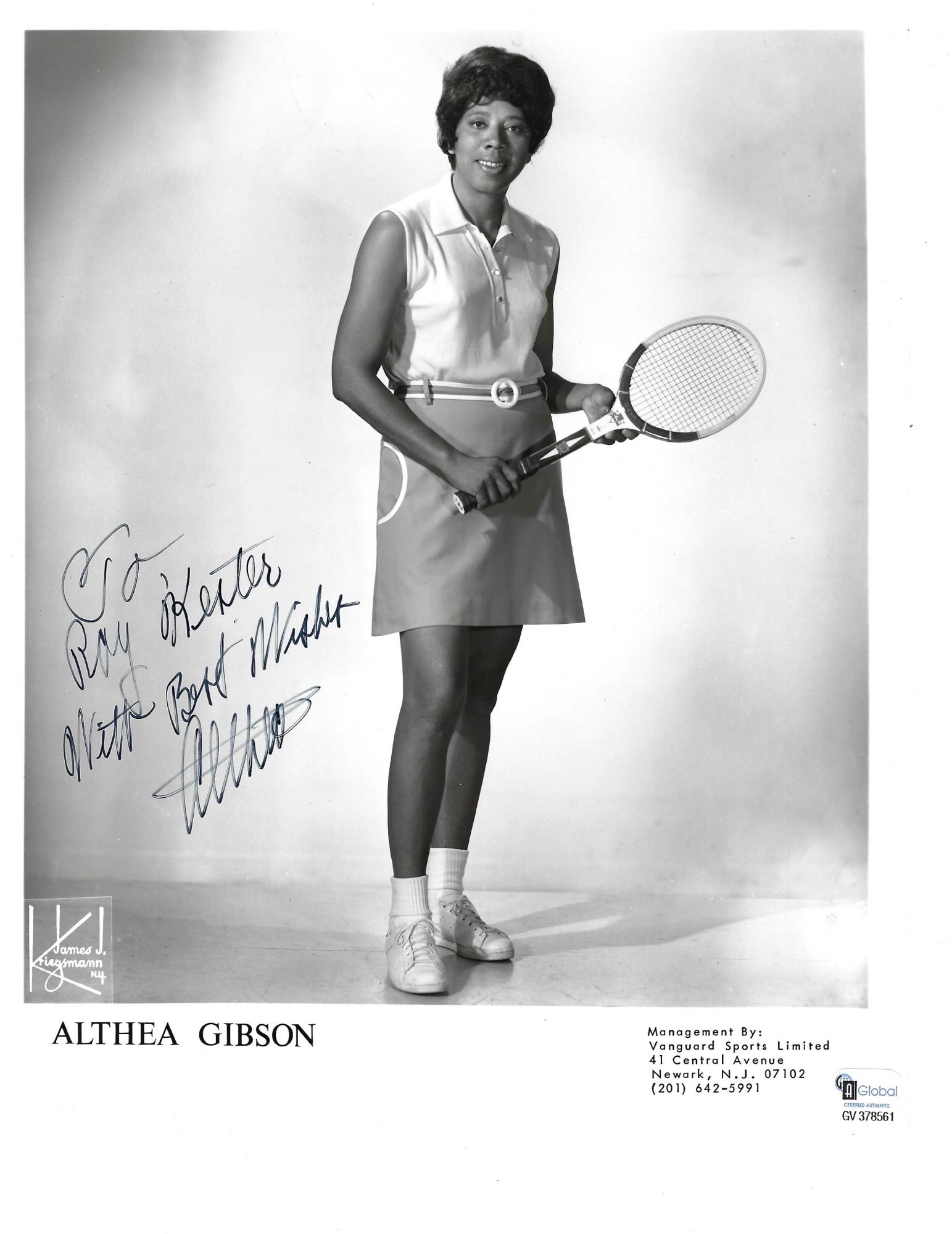 African-American Tennis Legend Althea Gibson Photo by [Tennis], Althea Gibson: Signed Author(s) | Max Rambod Inc
