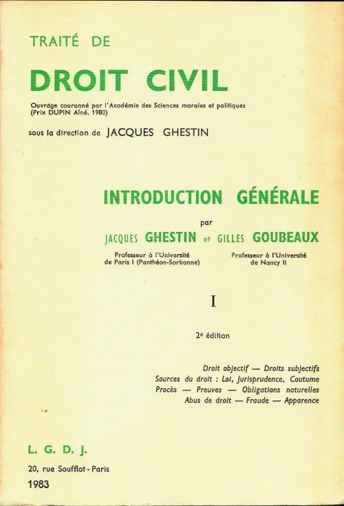 Droit civil Tome I : Introduction générale - Jacques Ghestin - Jacques Ghestin