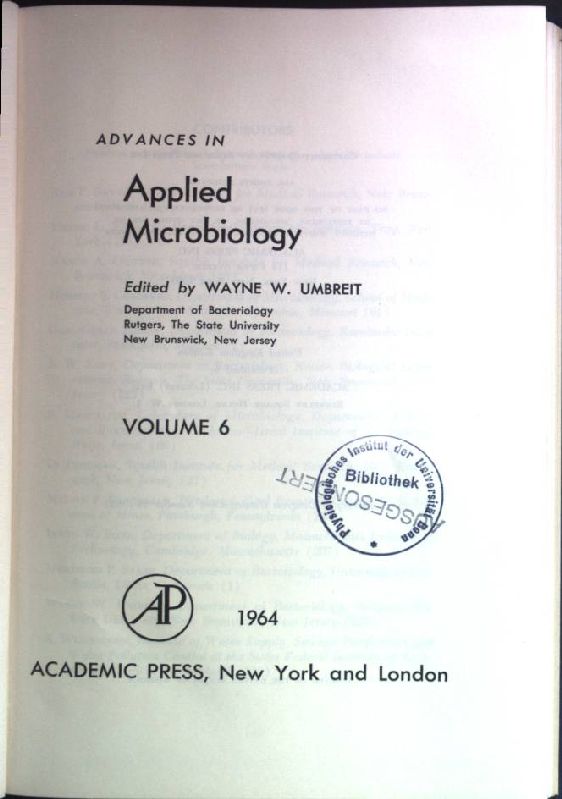 Advances in Applied Microbiology. Volume 6. - Umbreit, Wayne W.