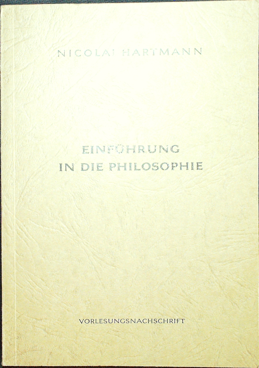 einfuehrung in die philosophie von nicolai hartmann ZVAB