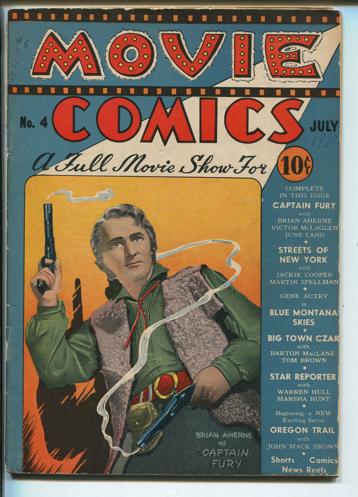 MOVIE COMICS #4 1939-GENE AUTRY-JOHNNY MACK BROWN-BARTON MACLANE-vg ...