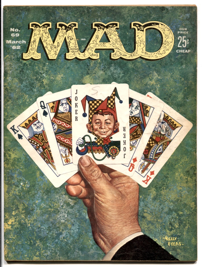 Mad Magazine #69 1962-ALFRED E NEUMAN- playing cards cover