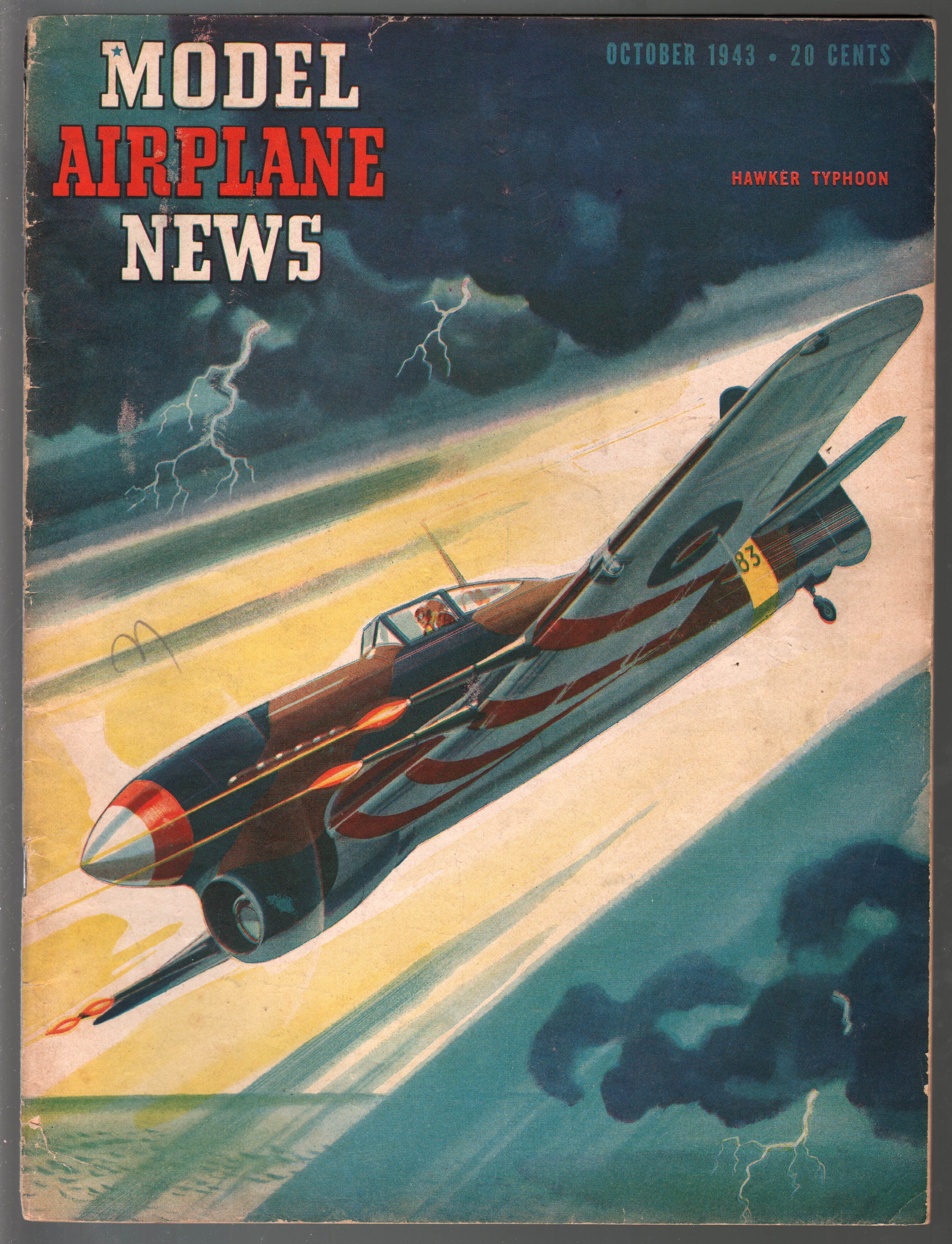 Model Airplane News 10/1943Hawker Typhoon-WWII era-pix-diagrams-VG [Very Good] [Softcover]