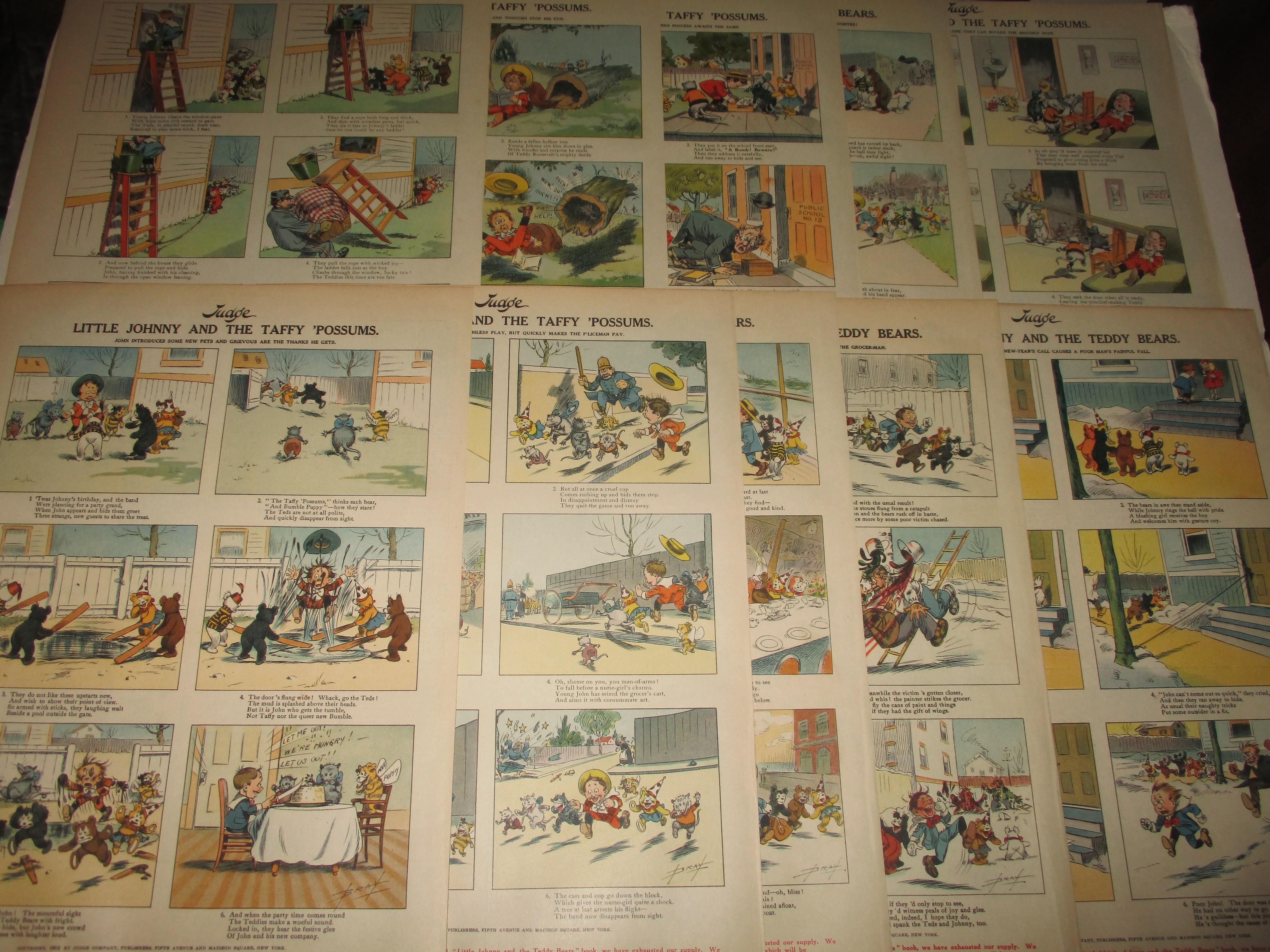 Lot of (10) Judge Cartoons of Little Johnny and the Teddy Bears (5) & Little  Johnny and the Taffy Possums (5) by Robert Towne &  (illus.):  (1908) Art / Print / Poster | rareviewbooks
