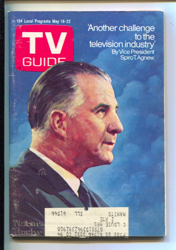 TV Guide 3 16 1970 Spiro T Agnew Cover By Norman Rockwell Eastern Illinois Edition VG FN 1970 