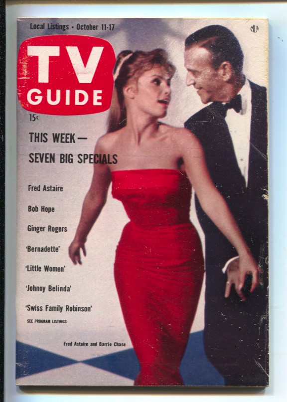 TV Guide 10/11/1958-Fred Astaire-Barrie Chase cover-Illinois-No label-news  stand copy-FN: (1958) Magazine / Periodical