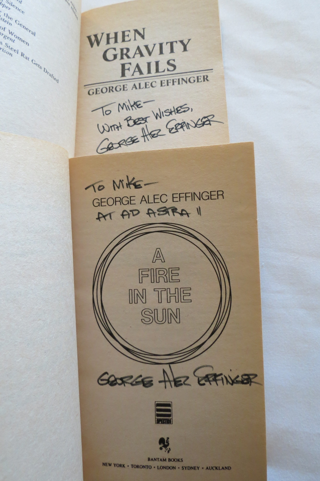 WHEN GRAVITY FAILS; A FIRE IN THE SUN (2 BOOK SET) (Signed by Author) - Effinger, George Alec