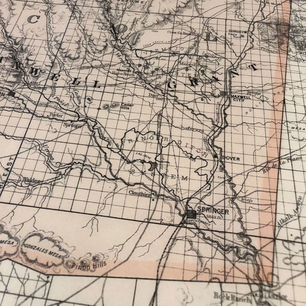 Sectional Map of Colfax and Mora Counties, New Mexico by Maxwell Land