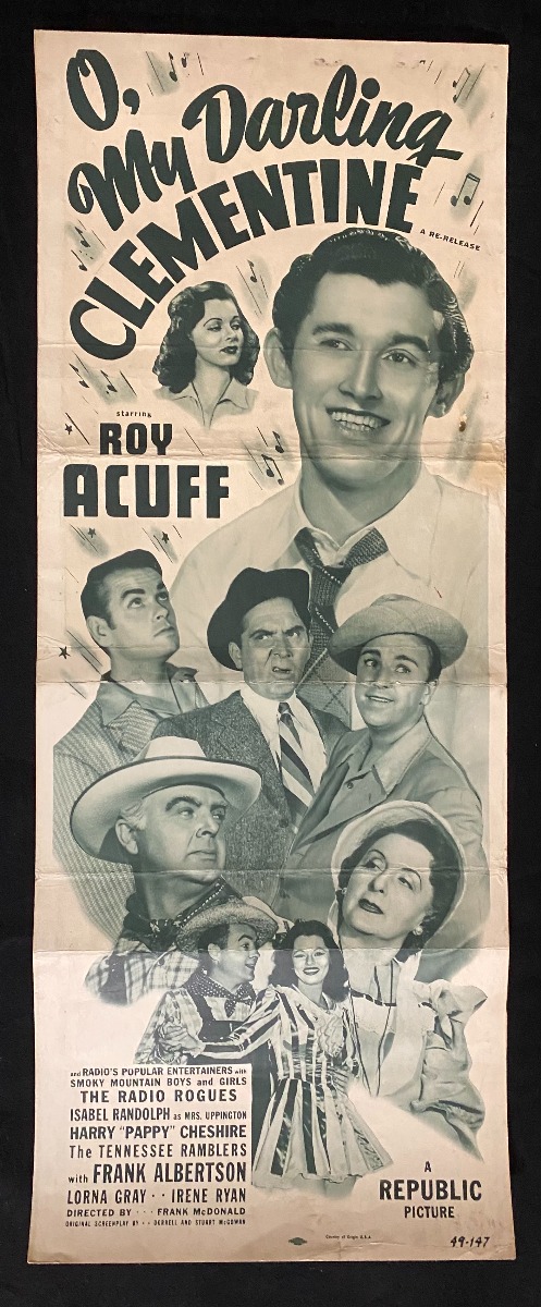 O My Darling Clementine Original Insert Movie Poster 1949 Rerelease Roy Acuff 1949 Photograph Dta Collectibles