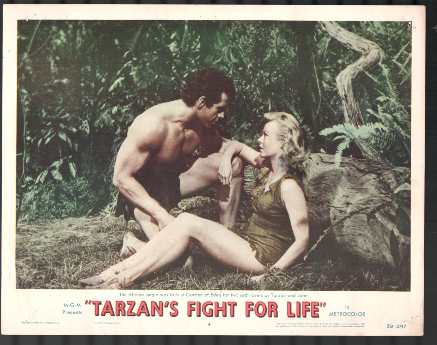 Tarzan's Fight for Life #4 Lobby Card 11x14 Gordon Scott Edgar Rice  Burroughs: (1958) Photograph | DTA Collectibles