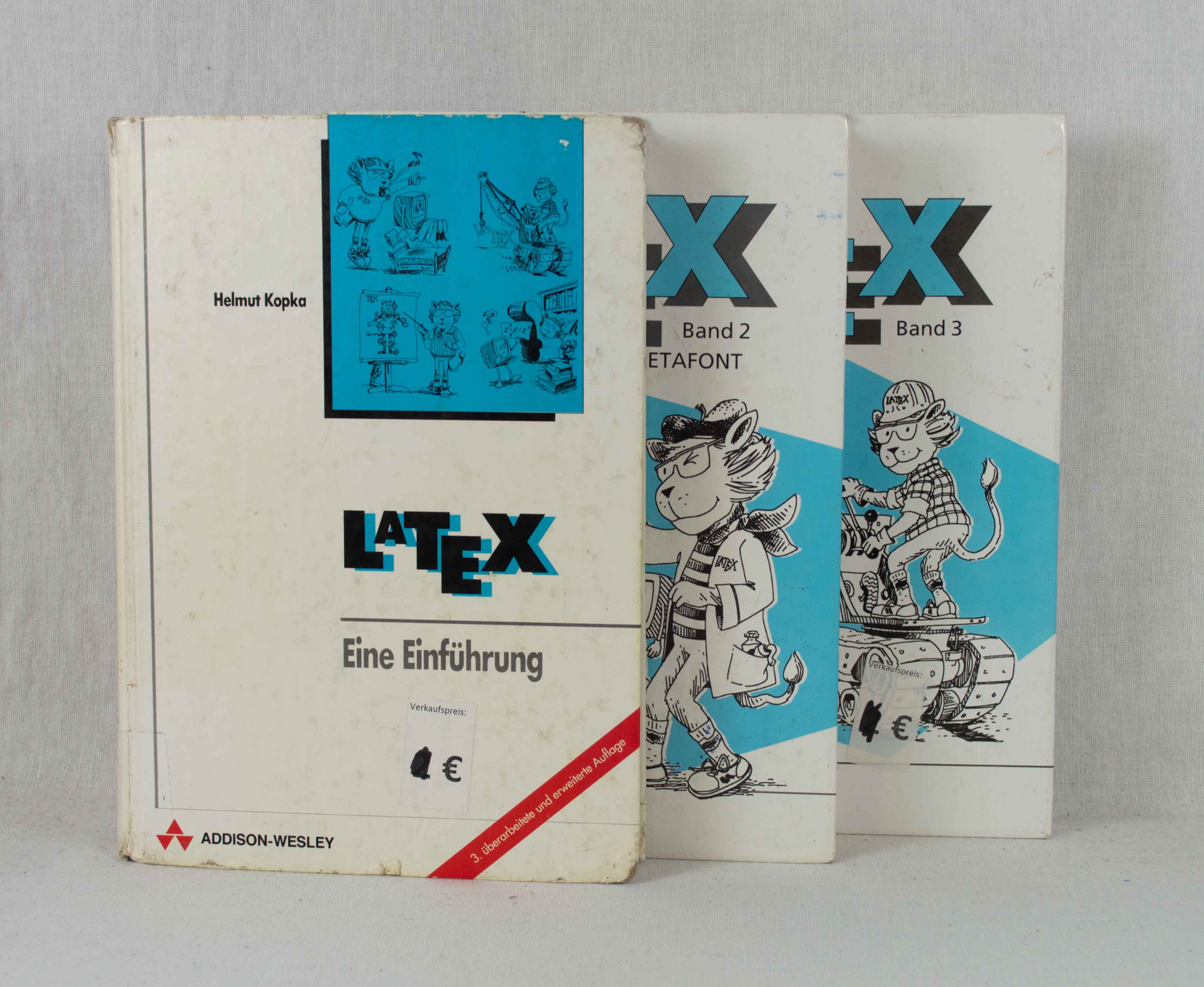 Latex, Band 1-3 (1: Eine Einführung, 2: Ergänzungen - mit einer Einführung in METAFONT, 3: Erweiterungen) -komplett! - Kopka, Helmut