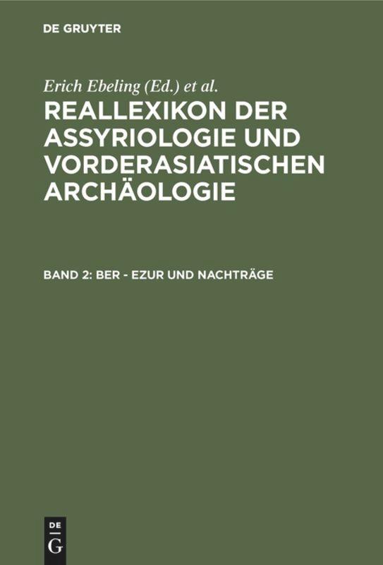 Ber - Ezur und Nachtraege - Ebeling, Erich/Meissner, Bruno