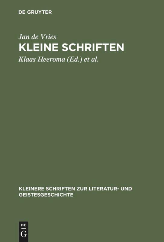 Kleine Schriften - Vries, Jan de