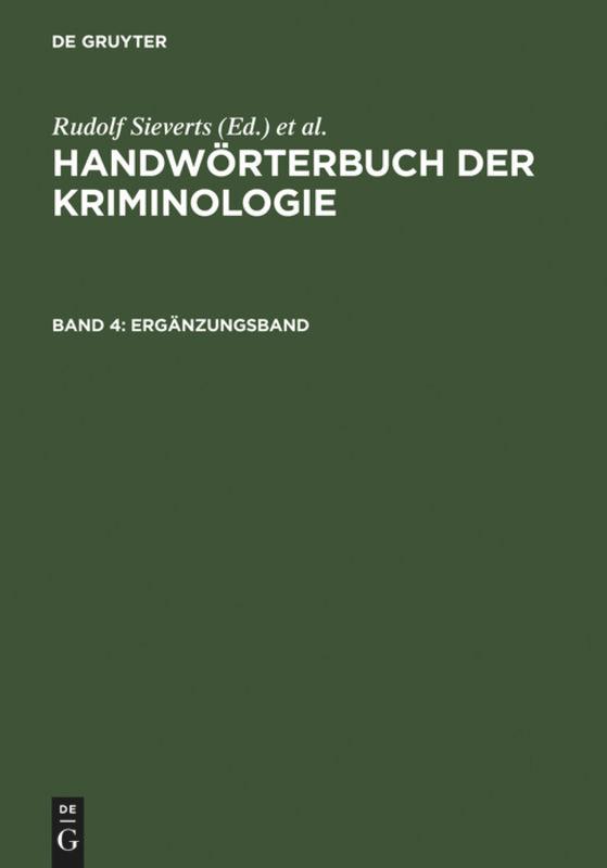 Ergaenzungsband - Sieverts, Rudolf|Schneider, Hans J.|Elster, Alexander|Lingemann, Heinrich
