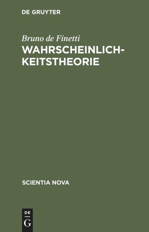 Wahrscheinlichkeitstheorie - De Finetti, Bruno